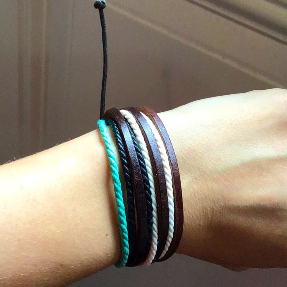 Leather & rope bracelet